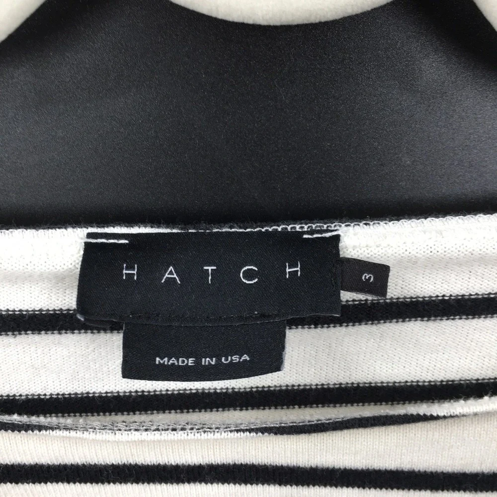 Hatch 100 cotton white black stripe chore pocket tunic Top long sleeve shirt 3 L